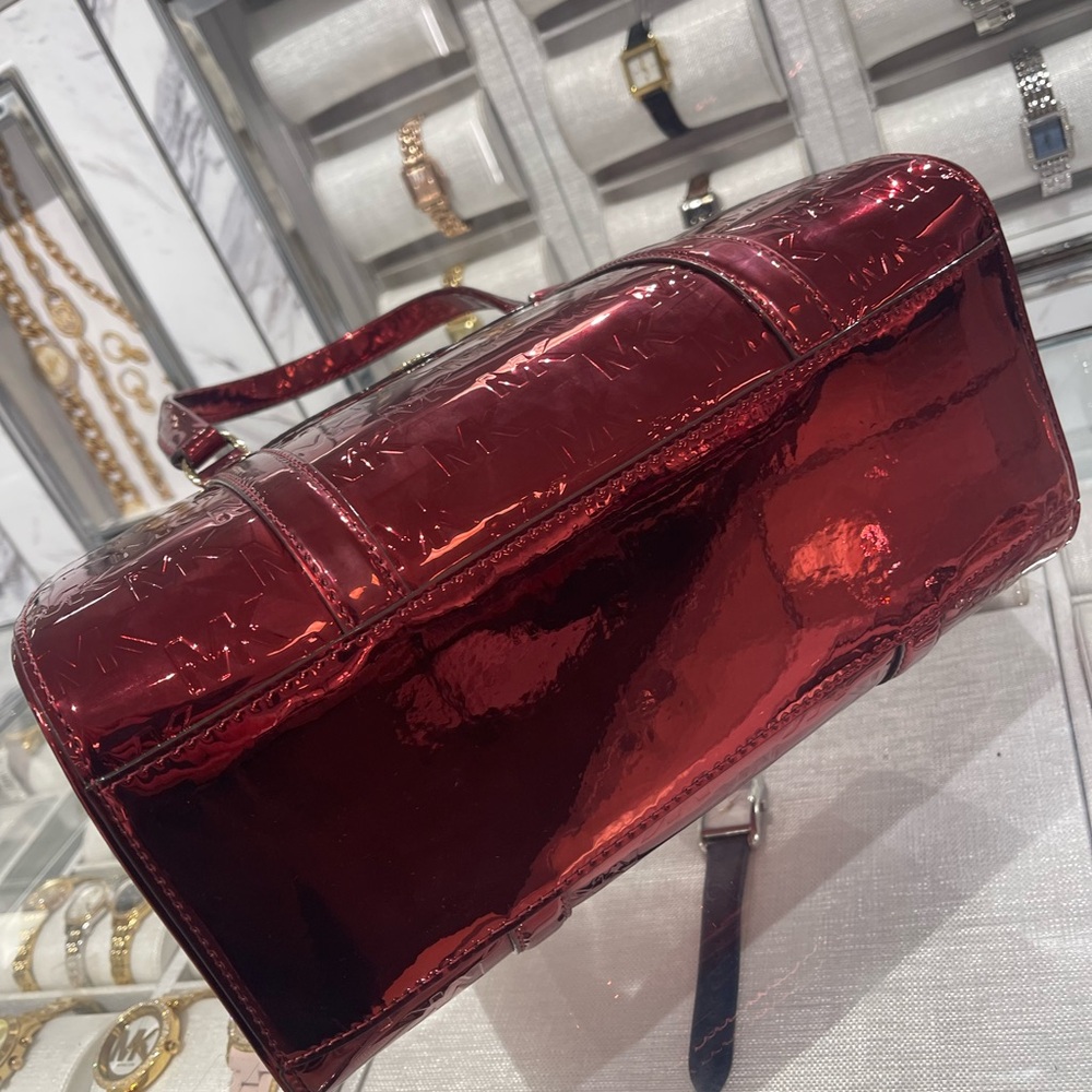 MICHAEL KORS Jet Set Medium Metallic Logo Debossed Satchel Duffle Duffel
Cherry - Picture 8 of 16